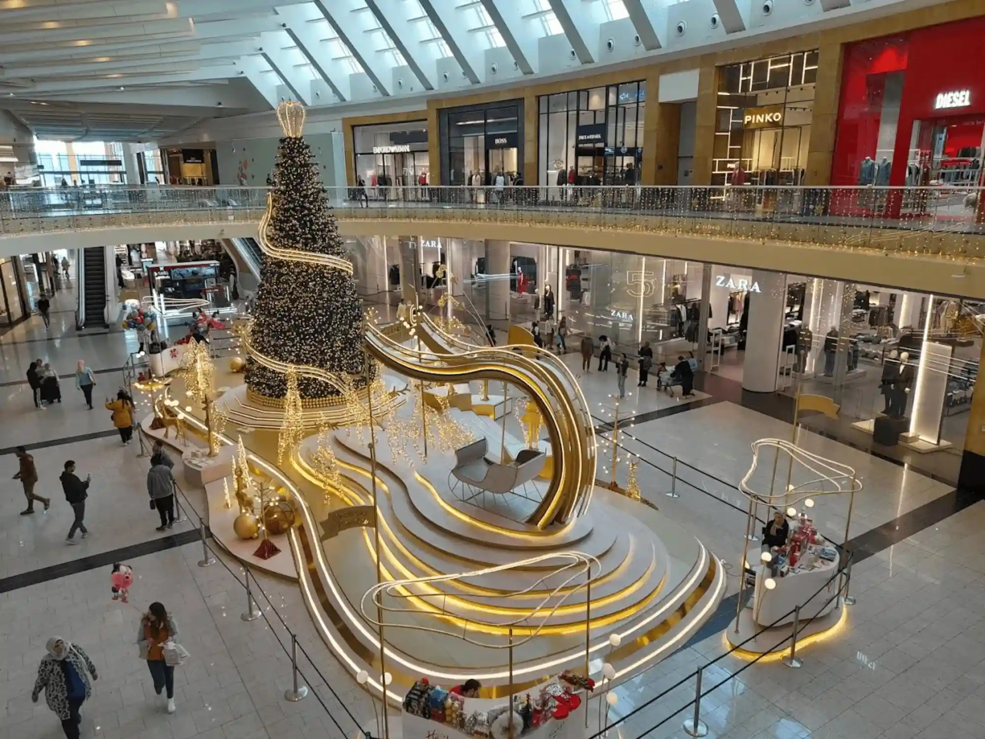 Christmas Decorations Egypt featuring a festive Christmas tree and golden lights