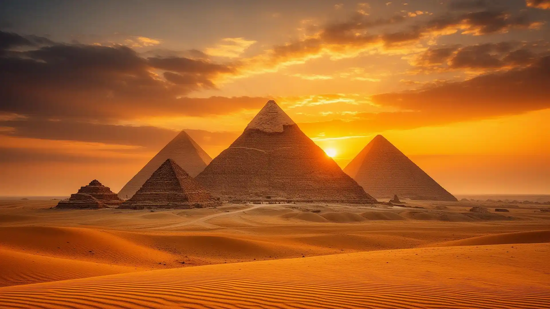 Egypt Christmas Package with the Great Pyramids of Giza at sunset